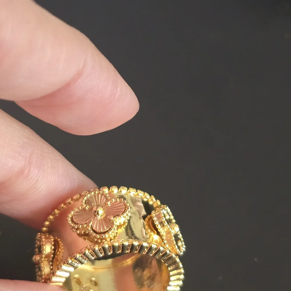 Elegant Gold Floral Bracelet and Ring Set